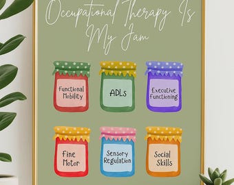 Retro Fruit OT Poster Set | Therapy Clinic Decor (PDF & PNG)