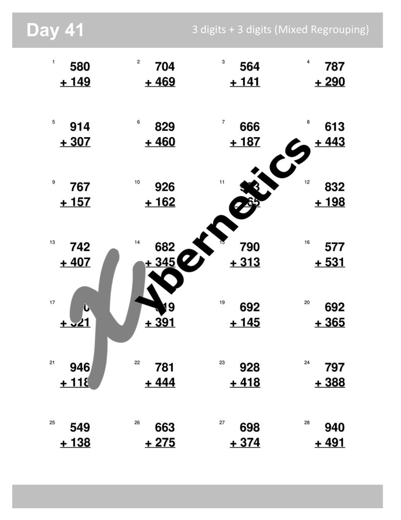 Math Worksheets - Printable - Instant Download - Addition - 2 Digits ...