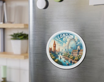 London Vinyl Magnet - Fridge Magnet, Car Magnet, Travel Souvenir, Gift, Outdoor-Ready, Choose Your Size