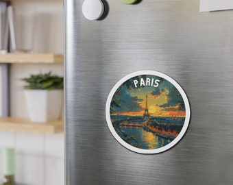 Paris Vinyl Magnet - Fridge Magnet, Car Magnet, Travel Souvenir, Gift, Eifel Tower, Outdoor-Ready, Choose Your Size