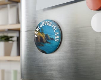 Vancouver Island koelkast magneet | Ruige kustlijn van het Canadese eiland, reissouvenir, reiscadeau, keukenaccessoire