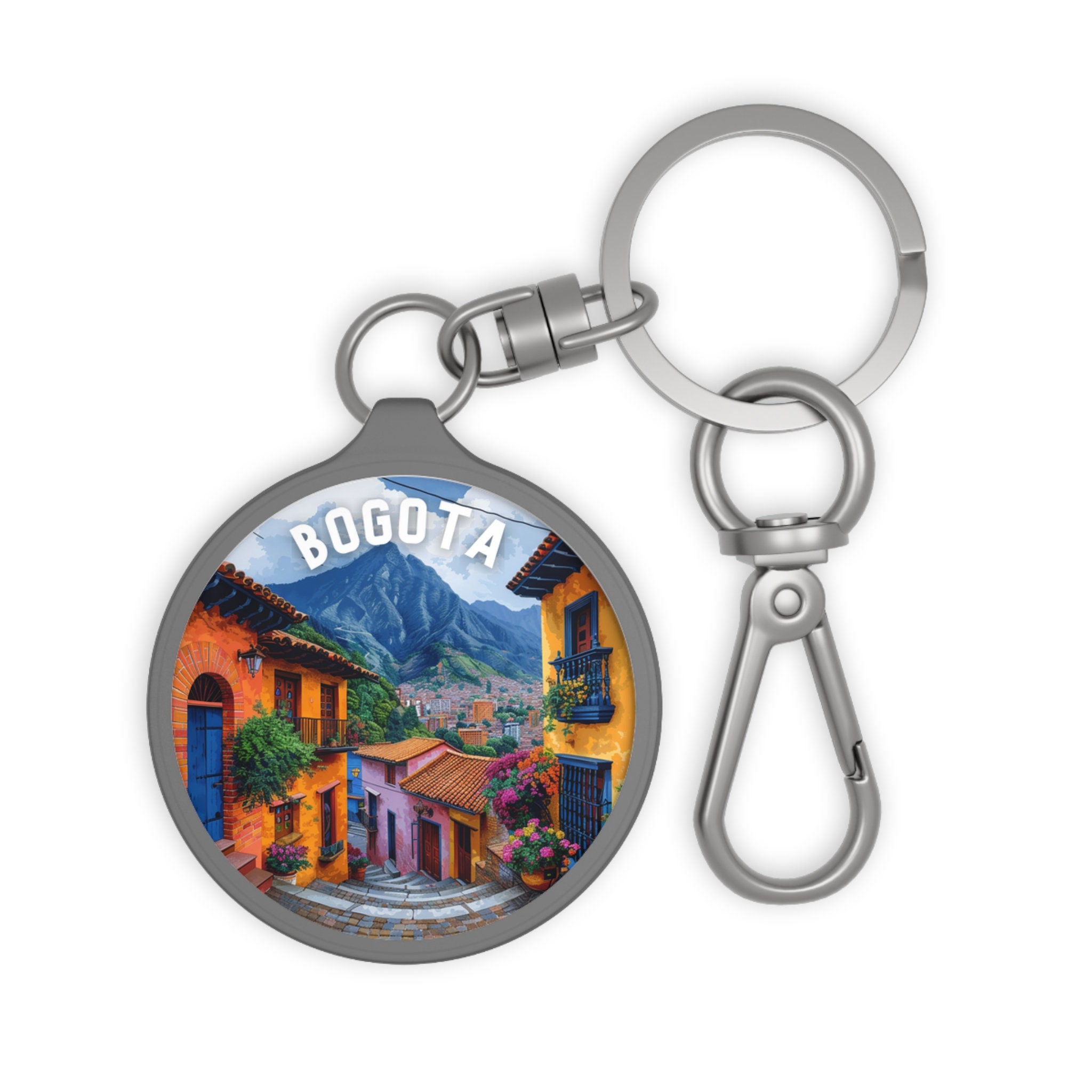 Circular Keychain, Bogota - Durable Acrylic & TPU Key Ring Tag with charming illustration