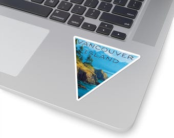 Triangelformad Vancouver Island-klistermärke - Kanada | Vinyl | Resväskedekal | Resedagboksklistermärke | Laptopklistermärke | Bagageklistermärke