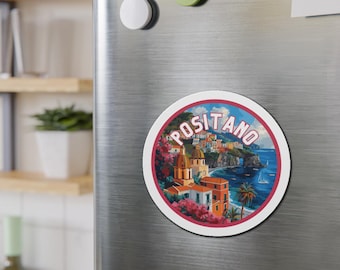 Positano Vinyl Magnet - Amalfi Coast, Italy, Fridge Magnet, Car Magnet, Travel Souvenir, Gift, Outdoor-Ready, Choose Your Size