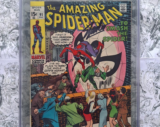 Amazing Spider-Man #91 CGC SS 9.4 Signed by Stan Lee Captain Stacy Funeral 1970