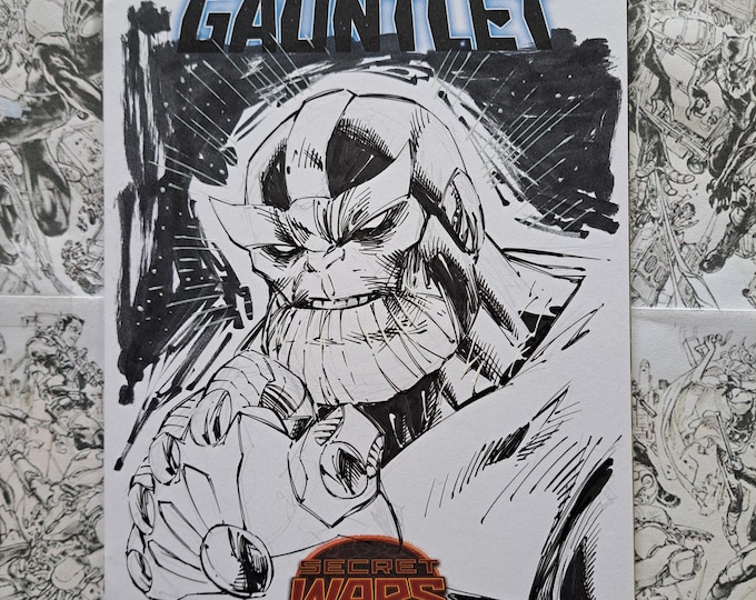 The Infinity Gauntlet #1 Thanos Original Art Cover by Shelby Robertson Signed
