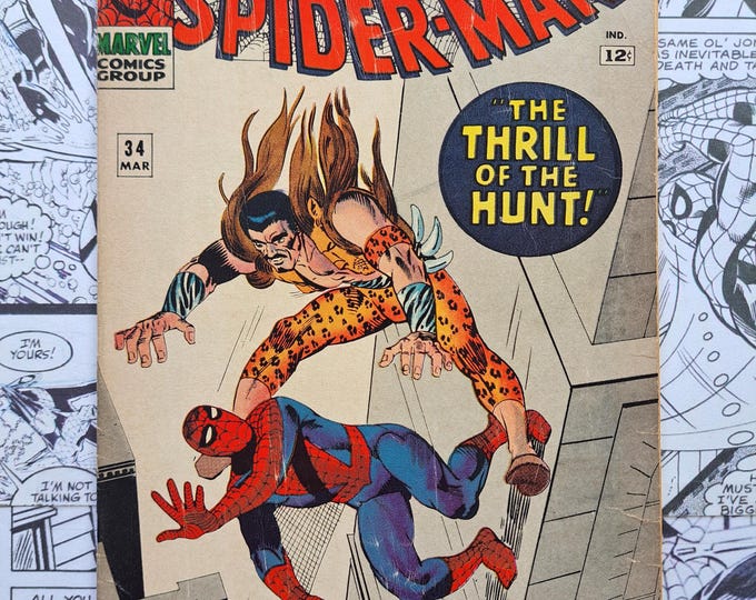 Amazing Spider Man #34 Kraven Cover 2nd Gwen Stacy & Harry Osborne Marvel 1966