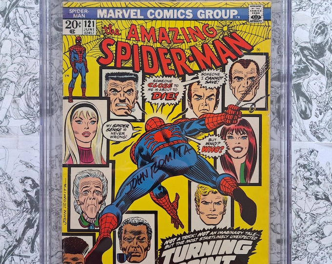 Amazing Spider-Man #121 CGC SS 7.0 Death Gwen Stacy 1973 Signed by John Romita