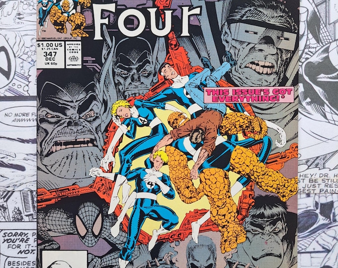 Fantastic Four #347 First New Fatnastic Four Wolverine, Spider-Man, Ghost Rider, and Hulk Marvel 1990