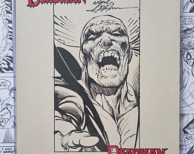 One of a Kind Deadman Original Art By Neal Adams Signed on Card Stock 8.5" x 11"