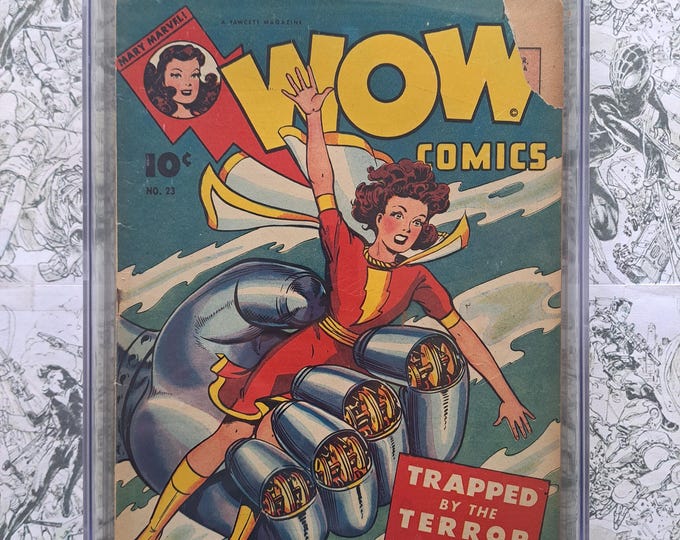 Wow Comics #23 CGC 3.5 Iconic Robot Mary Marvel Cover Golden Age Fawcett Publications 1944