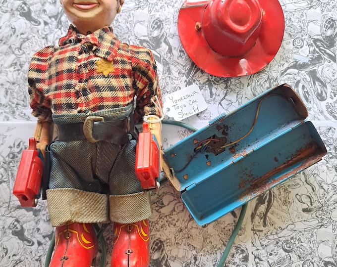 Vintage Yonezawa Marshall Wild Bill Battery Operated Toy Cowboy Gun *Untested