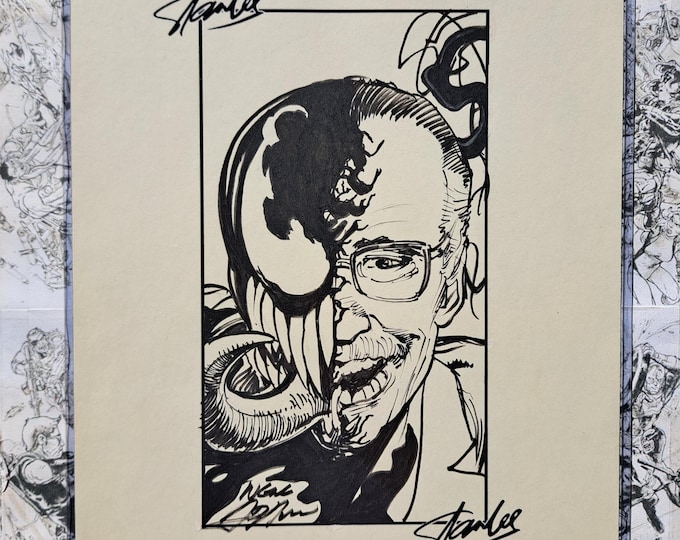 One of a Kind Venom Stan Lee Original Art By Neal Adams Card Stock 8.5" x 11"