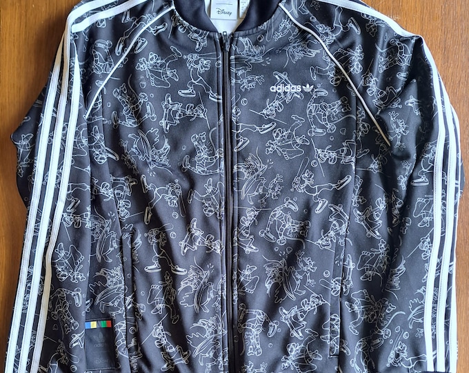 Adidas Originals x Disney Men's Goofy Track Jacket Size Med Full Zip Black White *pre-loved