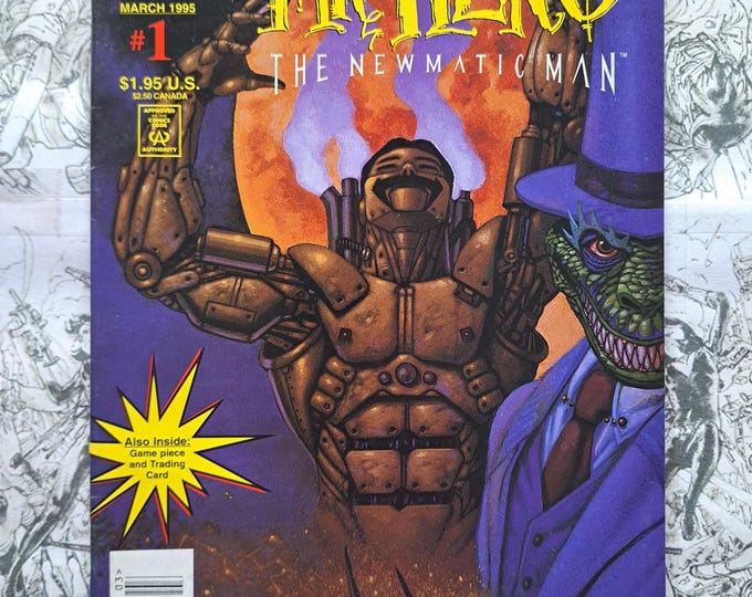 Neil Gaiman's Mr. Hero The Newmatic Man #1 w/Trading Card Tekno Comix 1995
