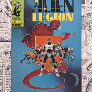 May include: The Alien Legion comic book, special 48 page first issue from April 1984, features a blue cover with a group of science fiction characters in armor, a large red figure in the background, and the text The Alien Legion and Marvel.