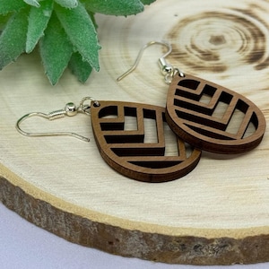 Beautiful Rustic Wood Earrings in Natural Colors, Handmade Wood Earrings, Dangle and Drop Earrings, Big Boho Earrings, Statement Earrings