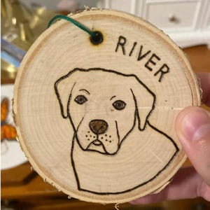 Woodburned Pet Portrait Ornament, personalized, handmade, cat, dog, pet, Christmas gift, wood slice, gift for friend, birthday