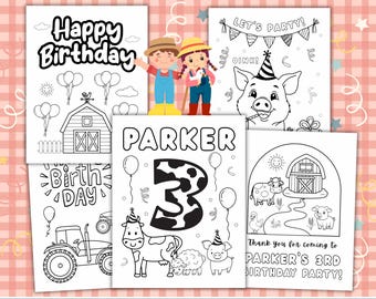 Dibujos para colorear personalizados de animales de granja para cumpleaños (descarga en PDF)
