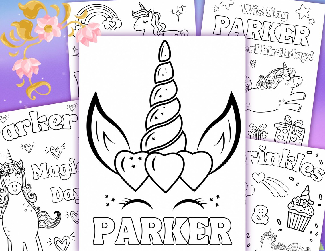 Personalized Unicorn Birthday Coloring Pages | Magical Party (PDF ...