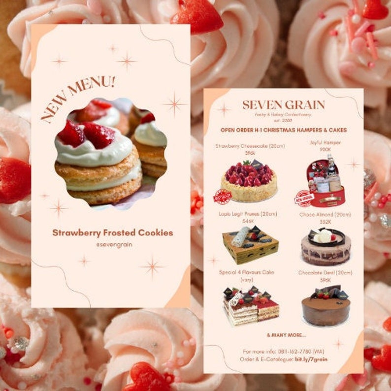 Dessert Shop Bakery Menu Canva Template Pink Price List, Editable
