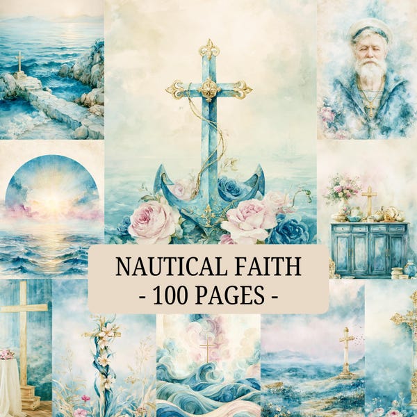 Nautical Faith Junk Journal, Christian Journal Pages, Ephemera, Spiritual, Bible Journaling, Scrapbook, Prayer, Religious Printable Papers