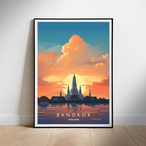 Bangkok Travel Poster: Thailand Temple Art Print (Digital Download)