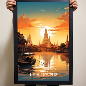 Thailand Travel Poster Digital printable wall art, Instant Download, Hanging decor, New Home Gift on Etsy.