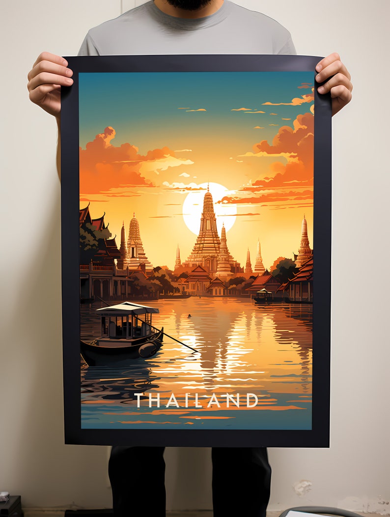 Thailand Travel Poster Digital printable wall art, Instant Download, Hanging decor, New Home Gift on Etsy.