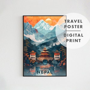 Nepal Travel Poster Digital Printable Wall Art, Instant Download ...
