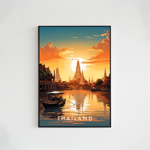 Thailand Travel Poster Digital printable wall art, Instant Download, Hanging decor, New Home Gift on Etsy.