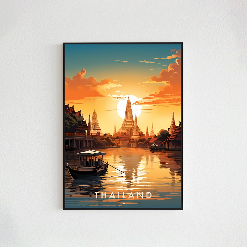 Thailand Travel Poster Digital printable wall art, Instant Download, Hanging decor, New Home Gift on Etsy.