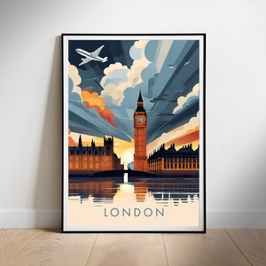 Cartaz de viagem de Londres, arte de parede para impressão digital, download instantâneo da Inglaterra, decoração para pendurar, presente para casa nova