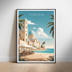 Tunisia Travel Poster Digital printable wall art, Instant Download, Hanging decor, New Home Gift