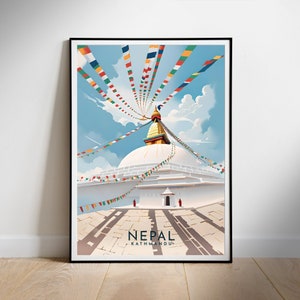 Poster di viaggio di Kathmandu, Nepal, stampa digitale, decorazione murale, download immediato, decorazione da appendere, regalo per la nuova casa