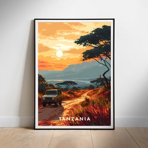 Tanzania Travel Poster Digital printable wall art, National Park Print, Instant Download, Hanging decor, New Home Gift