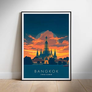 Bangkok Travel Poster: Thailand Temple Art Print (Digital Download)