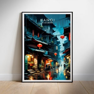 Vietnam Travel Poster Hanoi Digital druckbare Wandkunst, Instant Download, hängendes Dekor, neues Zuhause Geschenk