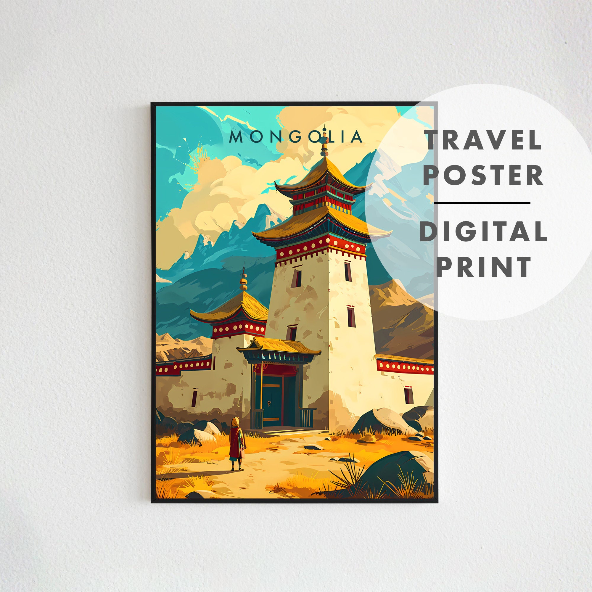 Mongolia Travel Poster Digital Printable Wall Art, Instant Download ...
