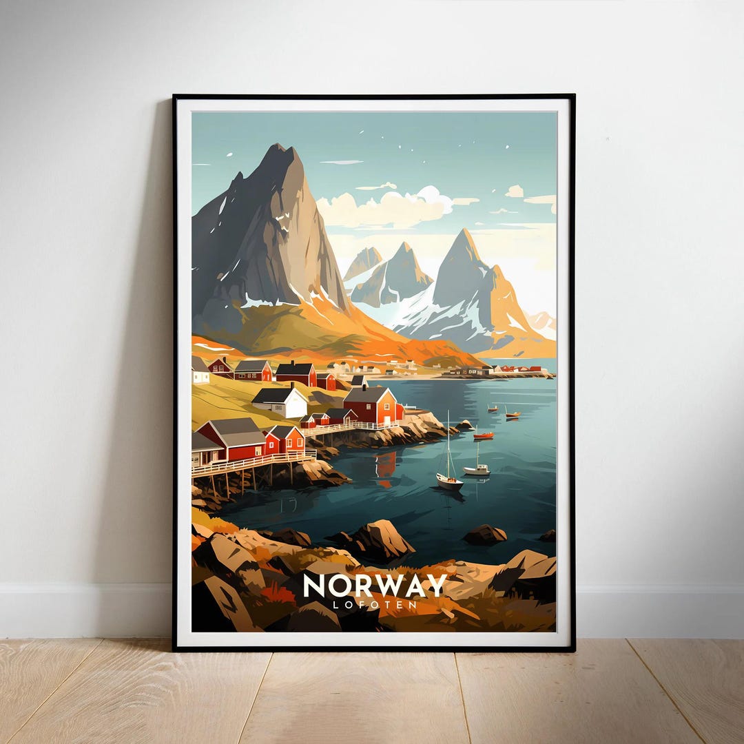 Curated visual reference: Picture Idea: Printable Digital Wall Art Norway Retro Travel Poster Instant
