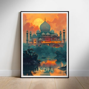 Póster de viaje de la India, arte mural imprimible digitalmente, descarga instantánea, decoración para colgar, regalo para un nuevo hogar.