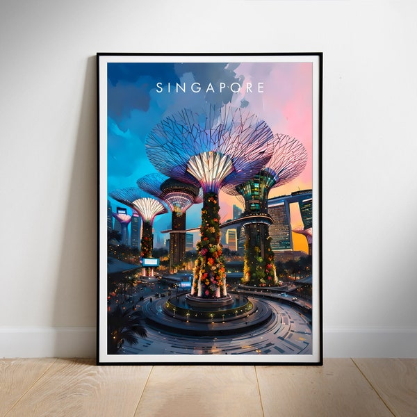 Singapore Travel Poster Digital printable wall art, Instant Download, Hanging decor, New Home Gift