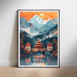 Nepal Travel Poster Digital printable wall art, Instant Download, Hanging decor, New Home Gift on Etsy.