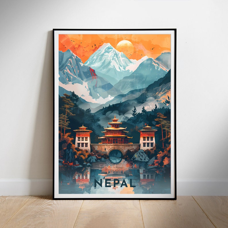 Nepal Travel Poster Digital printable wall art, Instant Download, Hanging decor, New Home Gift on Etsy.