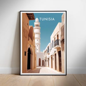 Tunisia Travel Poster Digital printable wall art, Sidi Bou Said Instant Download, Hanging decor, New Home Gift