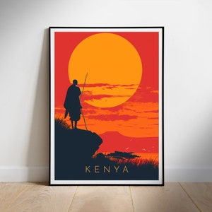 Kenya Travel Poster Digital printable wall art, National Park Print, Instant Download, Hanging decor, New Home Gift