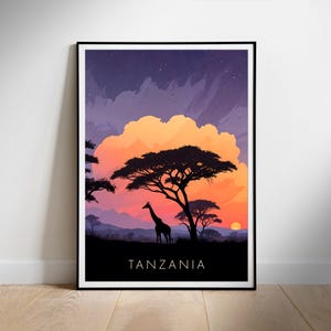Tanzania Travel Poster Digital printable wall art, National Park Print, Instant Download, Hanging decor, New Home Gift
