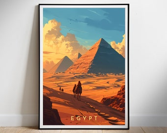 Egypt Travel Poster: Giza Pyramids Art Print (Digital Download)