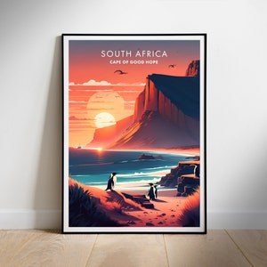 South Africa Travel Poster Digital printable wall art, Cape of Good Hope, Instant Download, Hanging decor, New Home Gift