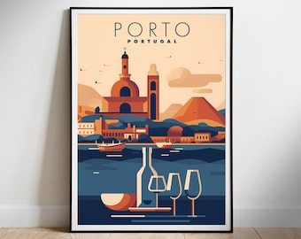 Porto Portugal Travel Poster: Vintage Cityscape Art (Digital Download)
